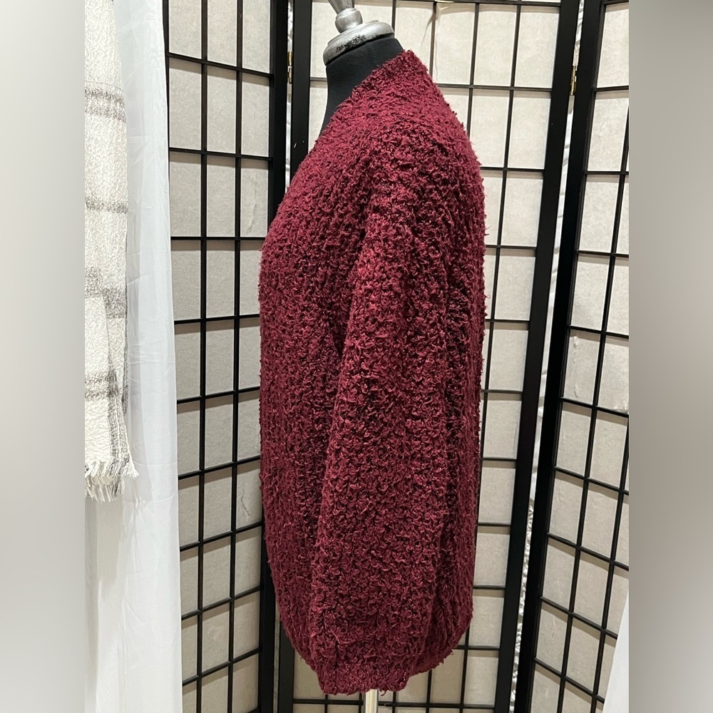 Kensie Maroon Knit OVERSIZED CHUNK CARDIGAN, SWEATER WOMEN SIZE XL: - Picture 5 of 11